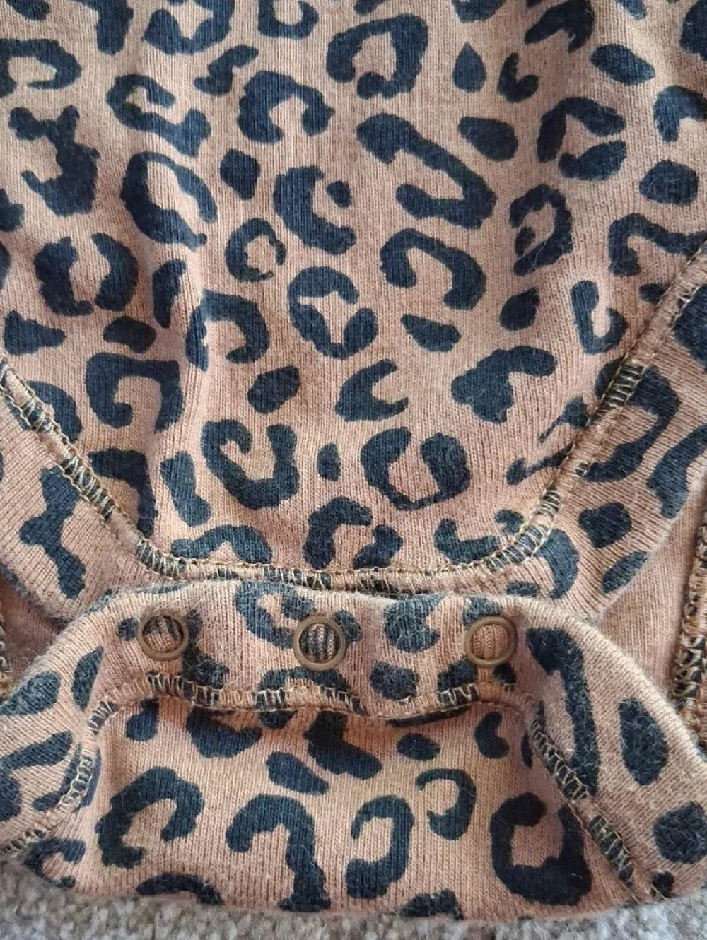 Old Navy Tan and Black Leopard-Print Long Sleeve Baby One-Piece